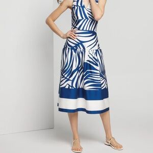 WHBM Blue & White Abstract Print Cotton Midi
Dress Size 4